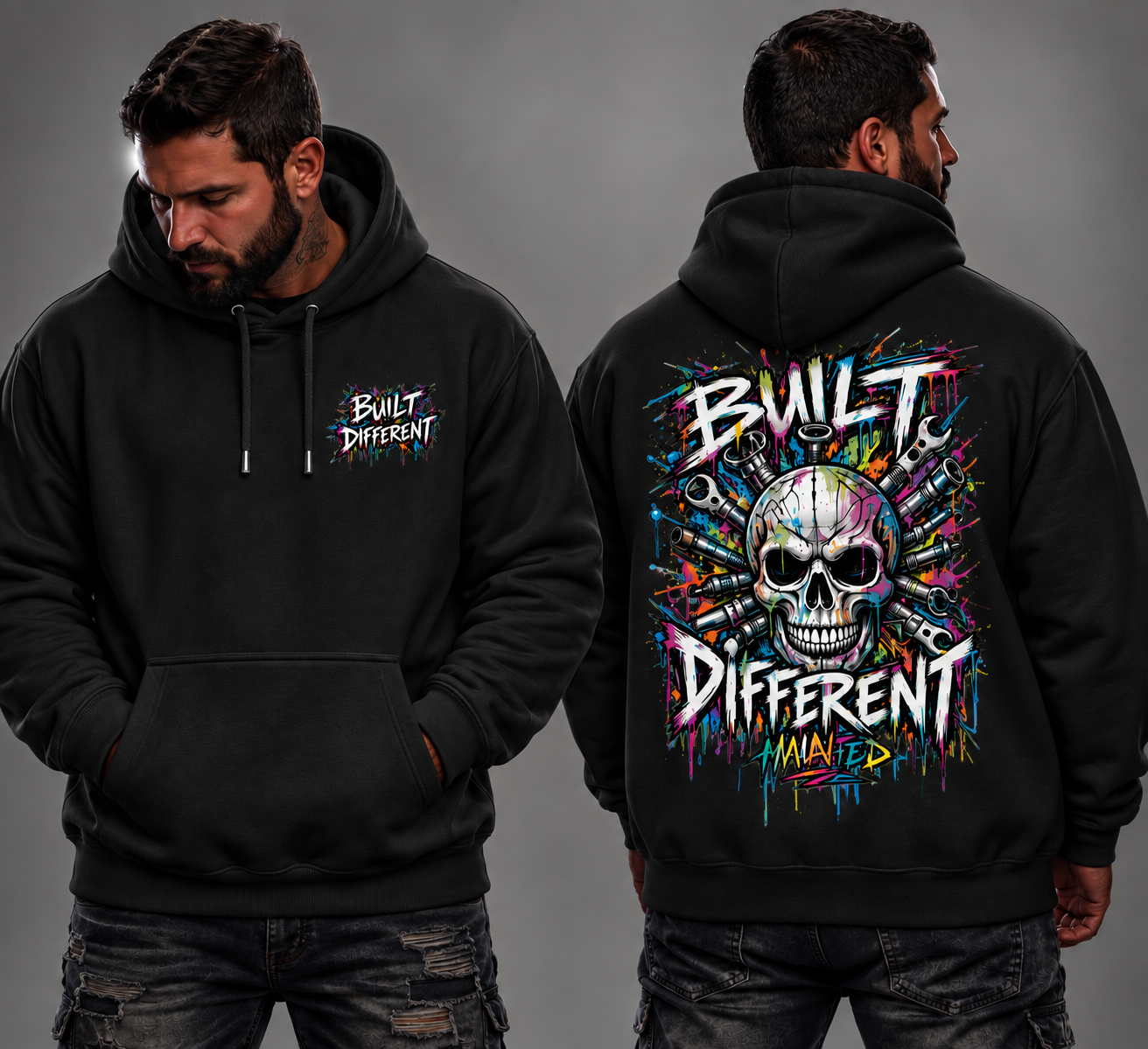Built Different Skull Hoodie