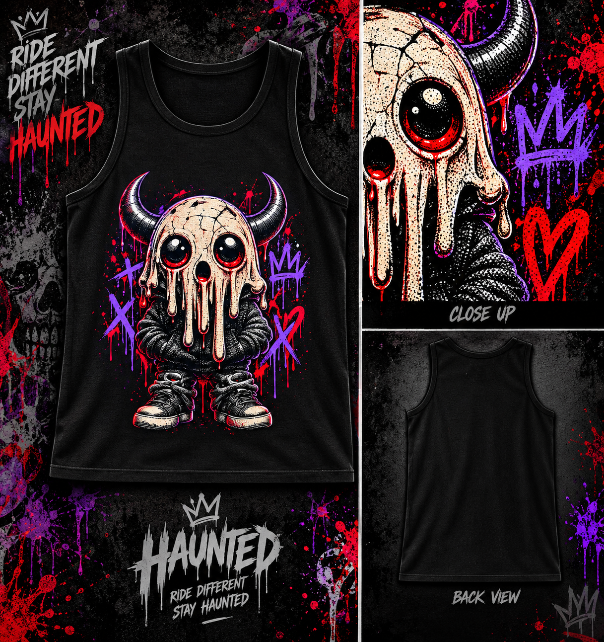 Creepy Dripping Skull Monster Tank Top