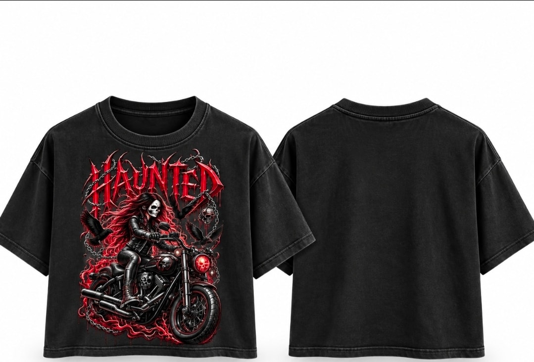 Haunted Biker Skull Motorcycle Tee