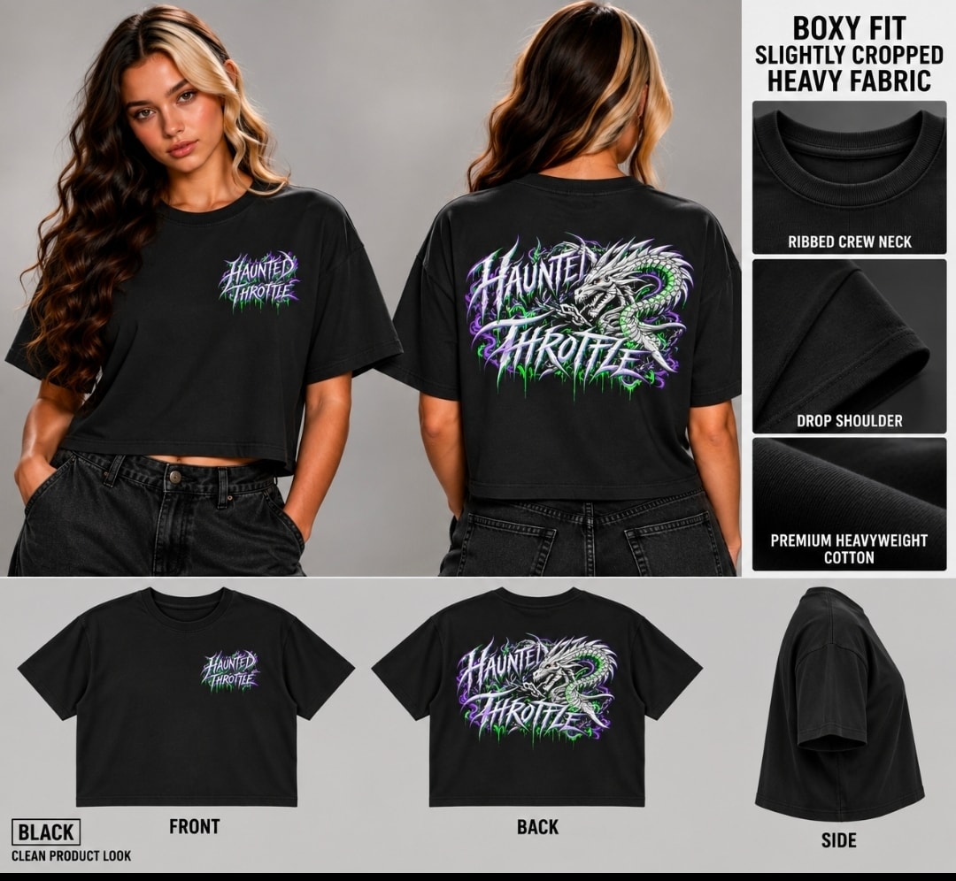 Haunted Throttle Dragon Logo Boxy Tee
