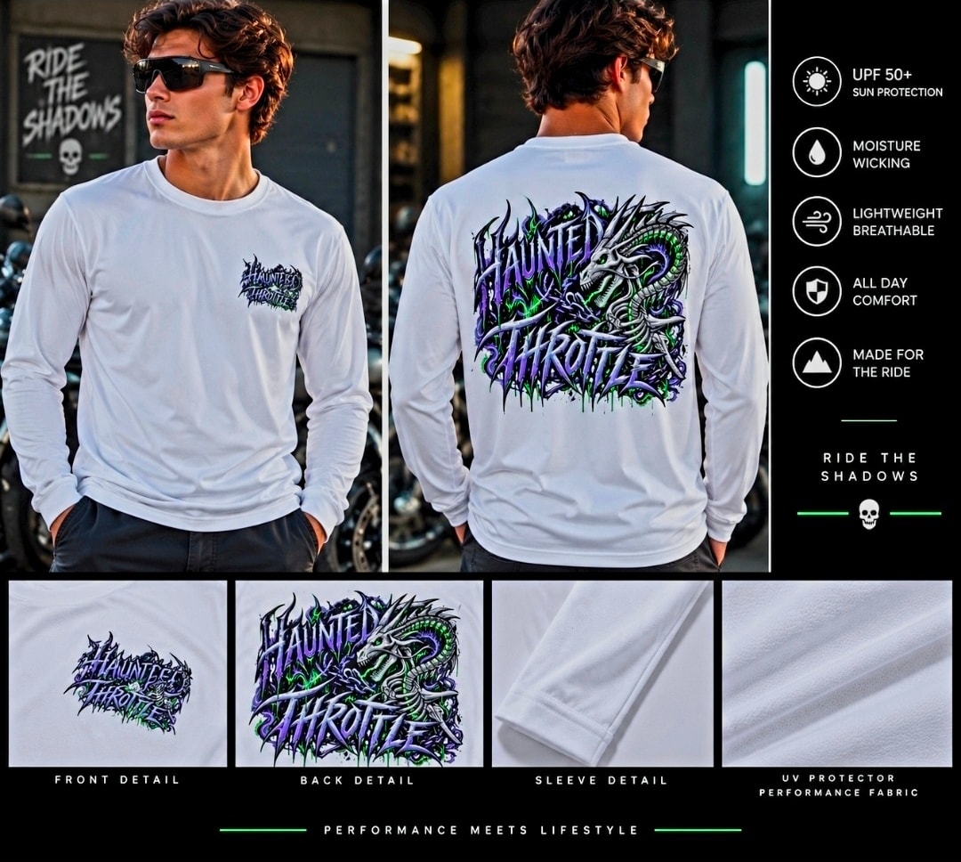 Haunted Throttle Dragon Graphic Long Sleeve Shirt