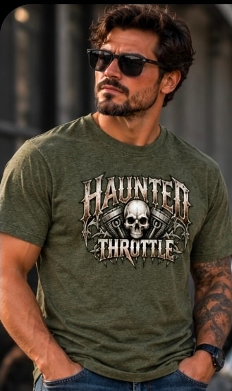 Haunted Throttle Piston Skull Tee