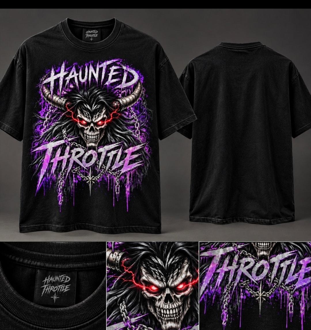 Haunted Throttle Skull Motorcycle Tee