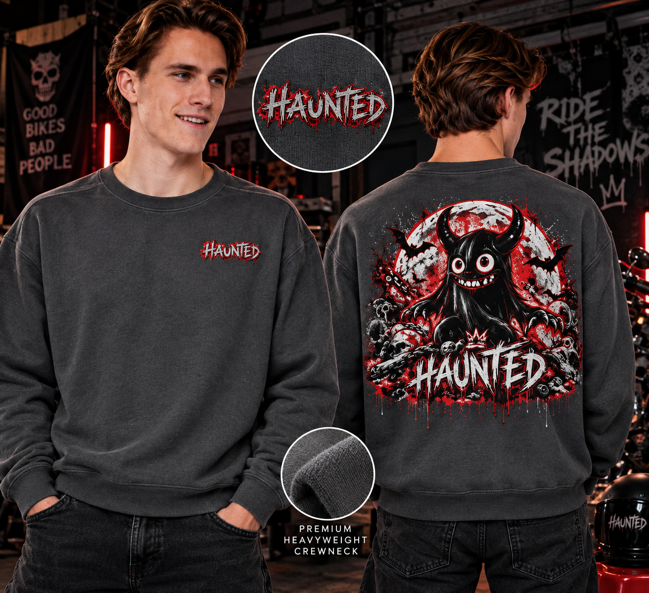 Haunted Monster Design Sweatshirt