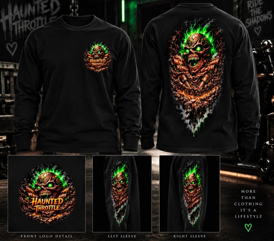Glowing Green Skull Nest Long Sleeve Tee