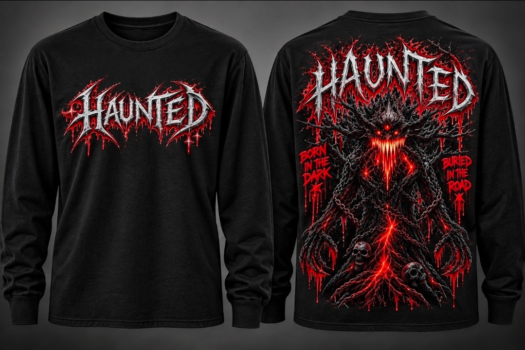 Haunted Demon Illustration Long Sleeve Tee