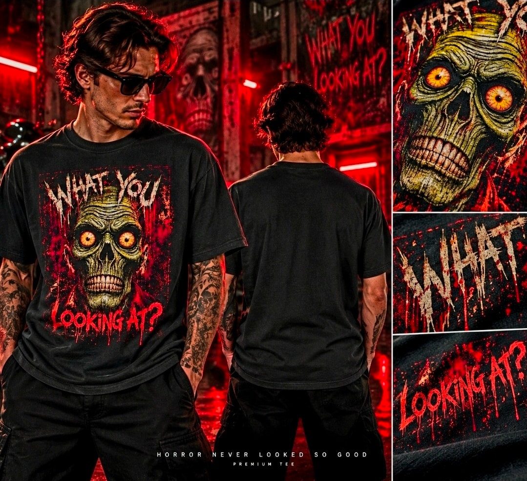 What You Looking At? Skull Graphic Tee