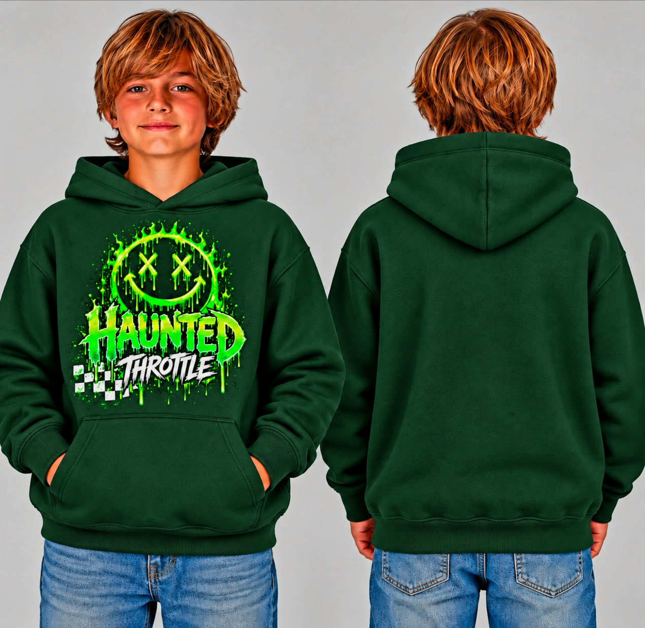 Youth Neon Drip Smiley Racing Hoodie